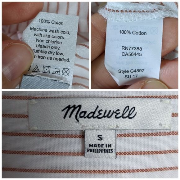 Madewell Striped Lace Up Front Pop Over Top Sz S - Picture 5 of 6